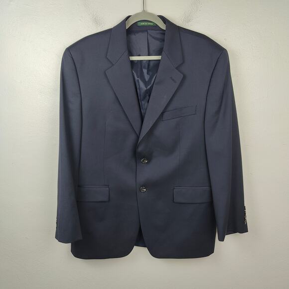 Lauren Ralph Lauren Blazer Mens 42S Navy Blue 100% Wool Jacket Suit 2 Button‎ - Picture 1 of 10